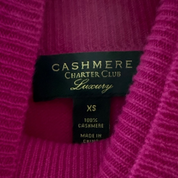 Charter Club Cashmere Fuchsia Turtleneck Sweater - Picture 2 of 2